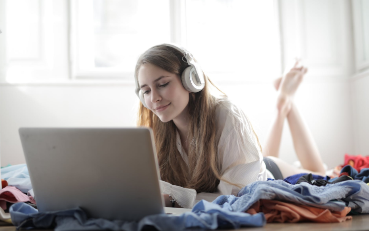 woman using a laptop
